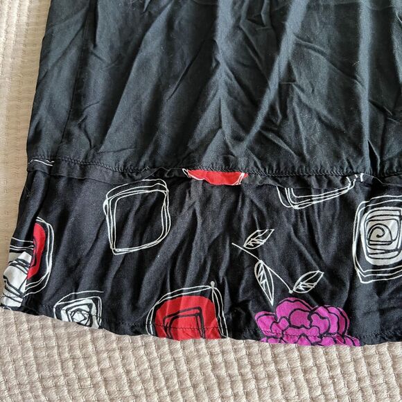 Mango Bay Dress Womens XXL Black Sleeveless Maxi Boho Floral Beaded Patch Hem - Picture 8 of 9